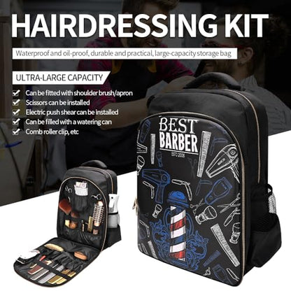CGBARBER Barber Supplies Bag Organizer for Clippers and Supplies, Portable Hairstylist Clipper Backpack Travel Barber Shop Tools Bag