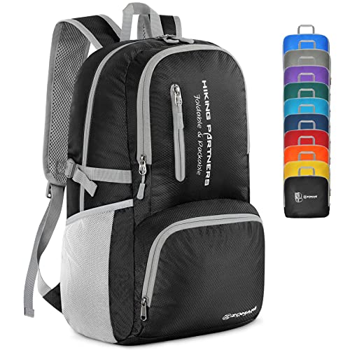 ZOMAKE Lightweight Packable Backpack, 35L Light Foldable Hiking Backpacks Water Resistant Collapsible Daypack for Travel(Black) - color: Black