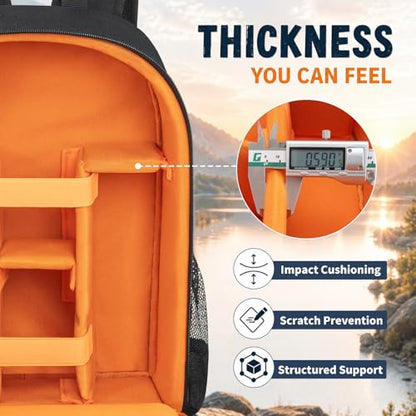 Camera Backpack for Photographers, Professional DSLR Camera Bag - color: Orange