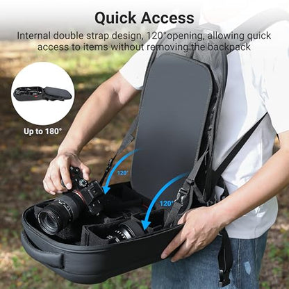 Hardshell Professional Photography Backpack for DSLR Digital Cameras, 22L