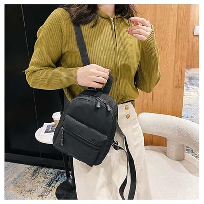 Small Backpack for Women and Girls, Mini Backpack Purse Stylish Lightweight Backpacks Casual Womens Backpacks with 2 Pockets (Black) - color: Black