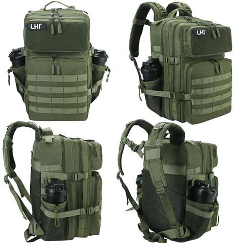LHI Military Tactical Backpack for Men and Women 45L Army 3 Days Assault Pack Bag Large Rucksack with Molle System - Green - color: 3.2 Green