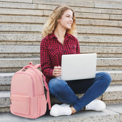 GAEKEAO Everyday Backpack for Women Men, Lightweight Casual Bookbag Travel Backpack for Work College Commute Pink - color: C04 Pink