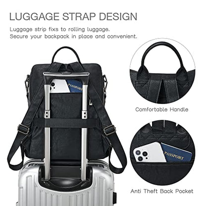 Shrrie Backpack Purse for Women Leather Backpack Fashion Designer Travel Backpack Convertible Shoulder Bag - color: 1-8 Two-tone Black