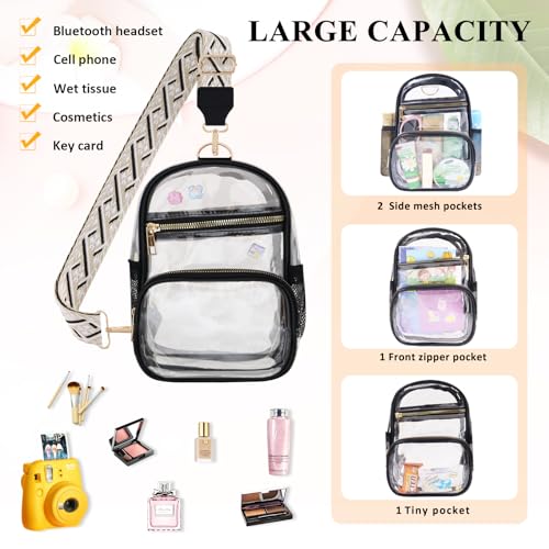 Clear Bag Stadium Approved Events Concerts Sports Outdoors Water Bottle Holder,Clear Purse for Women Men Handbags - color: 1# Black-b