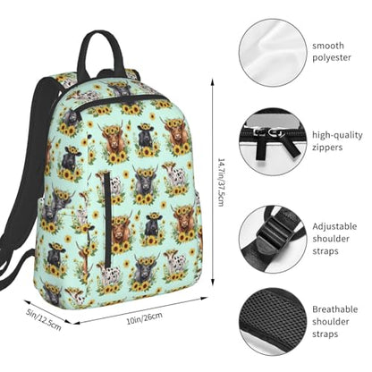 Lightweight Daypack Highland Cows Sunflowers, Stands Upright, Padded Laptop Sleeve, for Commuters & Travel - color: Picture (226)