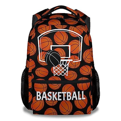 Mercuryelf Basketball Backpack for Boys Girls - 16 Inch Black Backpacks for School Travel - Cool Lightweight Bookbag for Kids - color: Basketball-3