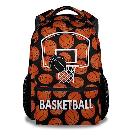 Mercuryelf Basketball Backpack for Boys Girls - 16 Inch Black Backpacks for School Travel - Cool Lightweight Bookbag for Kids - color: Basketball-3