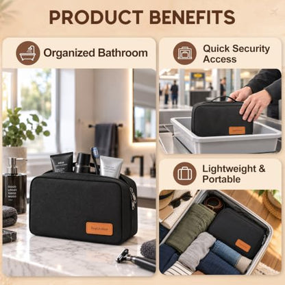 Birthday Gift for Men Dad Husband,Large Toiletry Bag for Men - Black Lining - color: Black