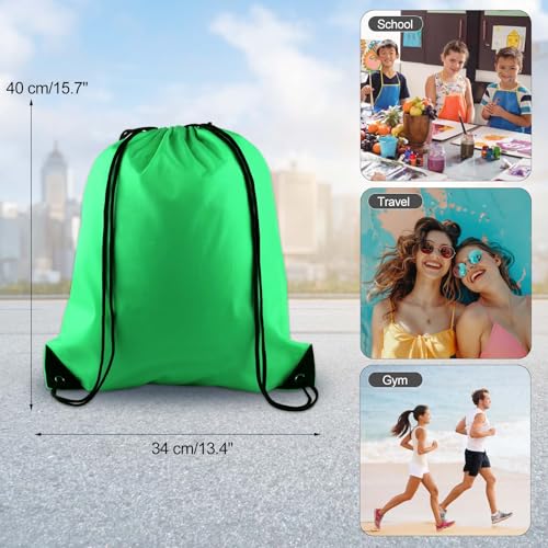 KUUQA 12 Pcs Drawstring Backpack Bags String Backpack Bulk Sport Gym Sack Bags for Traveling and Storage (Dark Green) - color: Dark Green