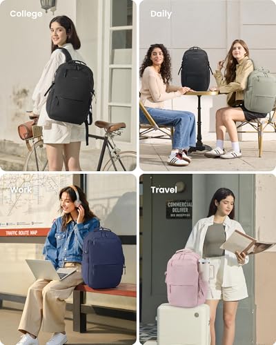 LOVEVOOK Laptop Backpack Women with Tumbler Holder, Work Travel Backpack - color: Black, size: 18 Inch