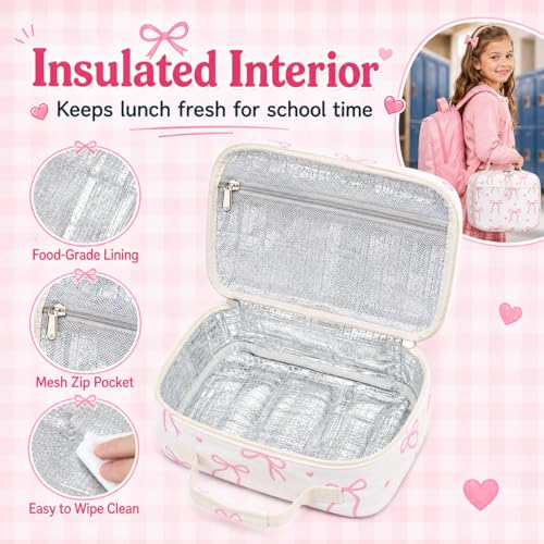 LEDAOU Lunch Box Kids Insulated Lunch Bag Girls Boys Toddler Reusable Lunchbox for School Picnic Hiking (Bow Tie) - color: Bow Tie