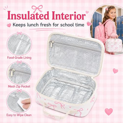 LEDAOU Lunch Box Kids Insulated Lunch Bag Girls Boys Toddler Reusable Lunchbox for School Picnic Hiking (Bow Tie) - color: Bow Tie