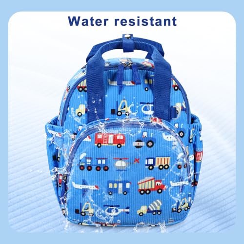 Bluboon Toddler Backpack for Girls Boys 2-4 Cute 12" Preschool Kindergarten Backpacks Kids Daycare Bags School Travel (Engineering vehicle - sky blue, Age 2-4 (12" H not Fit A4 Folder)) - color: Engineering Vehicle - Sky Blue, size: Age 2-4 (12" H not Fit