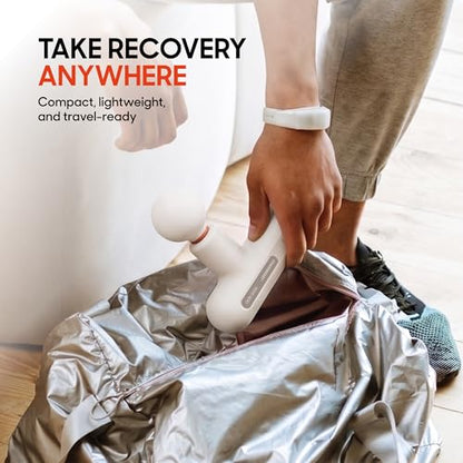 Sharper Image Powerboost Move Aero Massage Gun – Deep Tissue Percussion Massager for Muscle Recovery & Pain Relief, Portable Mini Handheld Massager for Back, Neck & Shoulders, Quiet Travel Design - color: Platinum