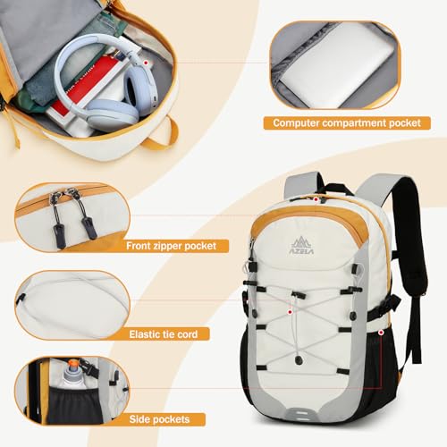 GES 30L Hiking Backpack Lightweight Water Resistant Daypack with Rain Cover & Laptop Compartment for Travel, Camping, trekking, Work（Gray） - color: Grey