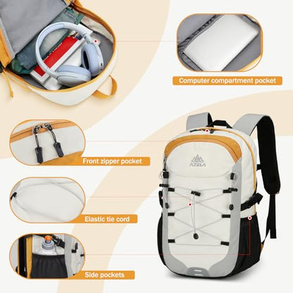 GES 30L Hiking Backpack Lightweight Water Resistant Daypack with Rain Cover & Laptop Compartment for Travel, Camping, trekking, Work（Gray） - color: Grey