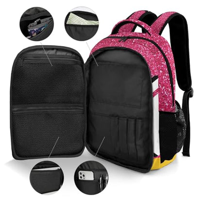 Rose Pink Volleyball Print Personalized School Backpack Casual Laptop Bag for Man Woman - color: Muilti 25