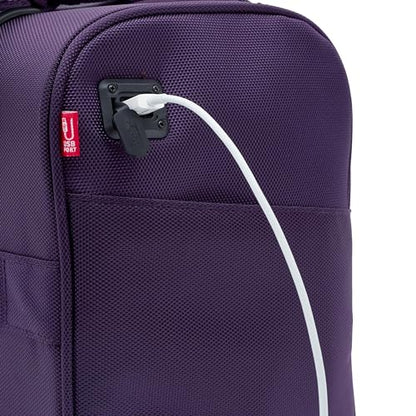 TPRC 15” Underseat Carry-On Luggage Airline Approved Personal Item with USB Charging Port, Purple - color: Purple