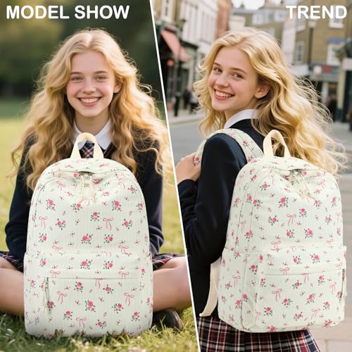 LEDAOU School Backpack for Teen Girls Elementary Middle School Bookbag Kids Backpacks Women Laptop Backpack Travel Daypack - color: Pink-black Bow