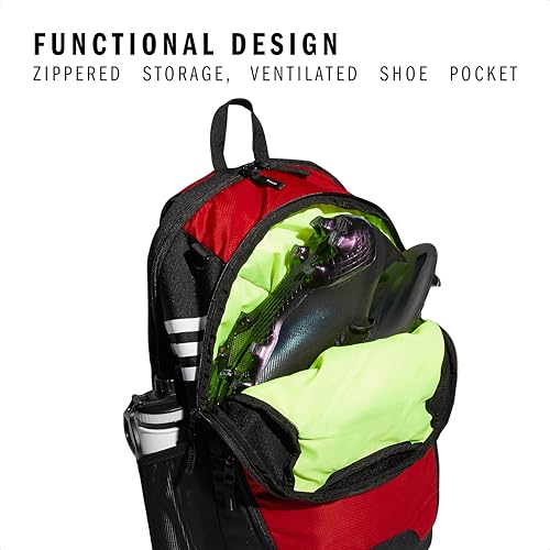 adidas Stadium 4 Soccer Backpack – Team Sports Bag with Ball Pocket, 36L - color: Power Red/3.0