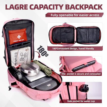 LUPU TACTICAL 45L Backpack for Men and Women 3 Days Assault Pack Outdoor Travel Hiking Camping Rucksack with Molle Webbing (Pink)