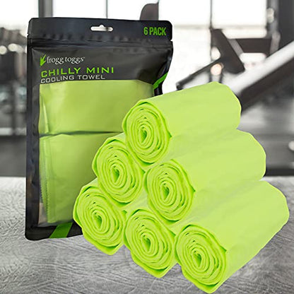 FROGG TOGGS Chilly Mini Cooling Neck Towel, 6 count, 29"x3" - color: Lime - 6 Pack