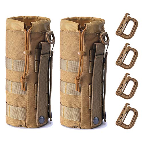 Upgraded Tactical Drawstring Molle Water Bottle Holder Tactical Pouches - color: TAN-2-4