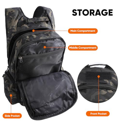 35L Tactical Backpack for Men, MOLLE Military Bug Out Bag, Waterproof Rucksack for Hiking with Hydration Port Balck CP - color: Black Cp