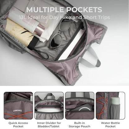 13L Small Hiking Backpack for Women Men, Lightweight Foldable Day pack, Packable Daypack for Travel, Camping (Light Purple) - color: Light Purple