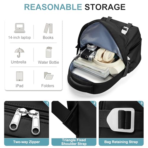 Preppy Black Middle School Backpack for Teens Girls Boys Waterproof Backpack with Lots of Pockets College Backpacks for Women Men Cute School Bag for Students - color: A1-black
