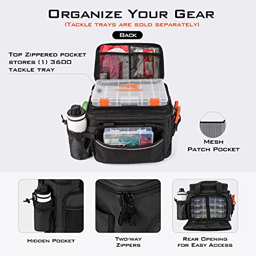 KastKing Fishing Tackle Bags - Saltwater & Freshwater Fishing Bags - Water Resistant, Padded Shoulder Strap - Gear Storage - color: Black-Medium, size: Medium
