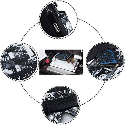 Asge School Backpack for Boys Print Backpack Teenagers Nylon Large School Bag Outdoor Reflective Daypack - color: Camouflage