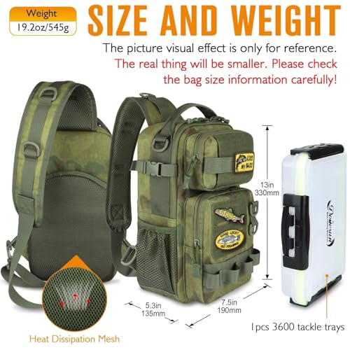 Dovesun Small Fishing Backpack with Tackle Boxes Fishing Sling Bag DIY Embroidery Patches Tackle Bag Gift for Men Green - color: A: Fishing Tackle Backpack(green)