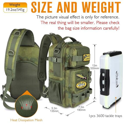 Dovesun Small Fishing Backpack with Tackle Boxes Fishing Sling Bag DIY Embroidery Patches Tackle Bag Gift for Men Green - color: A: Fishing Tackle Backpack(green)
