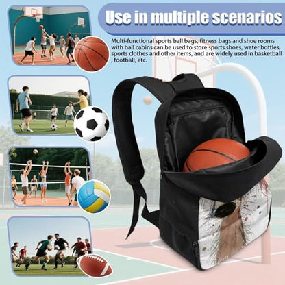 Basketball Backpack With Separate Ball Compartment And Shoes Fit Basketball Volleyball Football - color: Artistic Dog