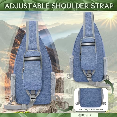 ZOMAKE Sling Bag,Small Crossbody Sling Backpack,Water Resistant Shoulder Daypack for Travel,Anti Thief Chest Bag for Hiking(Light Blue) - color: Light Blue