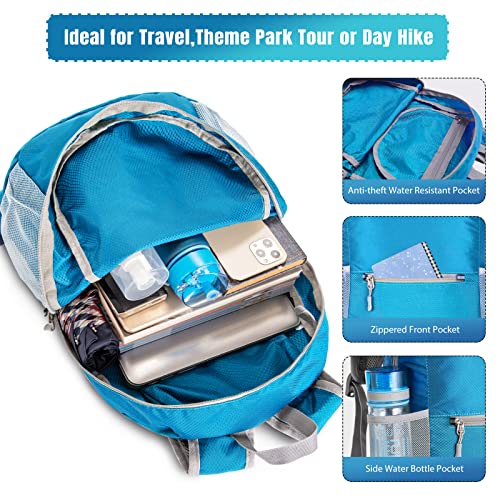 ZOMAKE Ultra Lightweight Hiking Backpack 20L, Packable Small Backpacks Water Resistant Daypack for Women Men(Light Blue) - color: Light Blue-b