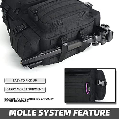 Lovelinks21 Hiking Trekking Rucksack Military Hiking Backpack 3 Day Molle Assault Pack Waterproof EDC Bag for Outdoor - color: Black-2