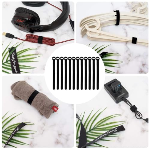 200PCS Reusable Fastening Cable Ties, 6-Inch Cable Straps Cable Management, Multi-Purpose Hook & Loop Cord Organizer Wire Ties, Adjustable Cable Organizer Cord Ties, Microfiber Cloth Straps, Black - size: 6"(200 Pack)