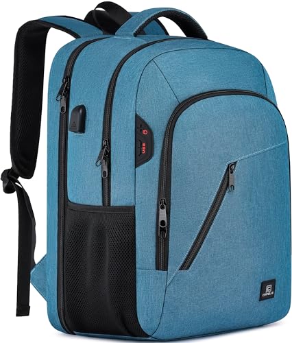 CAFELE Laptop Backpack 17.3 Inch Computer Backpack Daypack Water-Repellent Laptop Bag with USB Charging Port for Business/School/Travel/Women/Men (Lake blue, 17.3 Inches) - color: Lake Blue