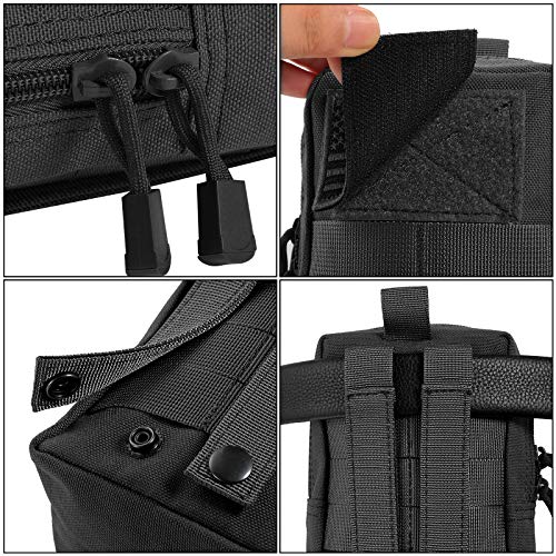 FRTKK 2 Pack Molle Pouches - Tactical Compact Water-Resistant EDC Pouch Bag Small Utility Pouch - color: 2 Pack-Black