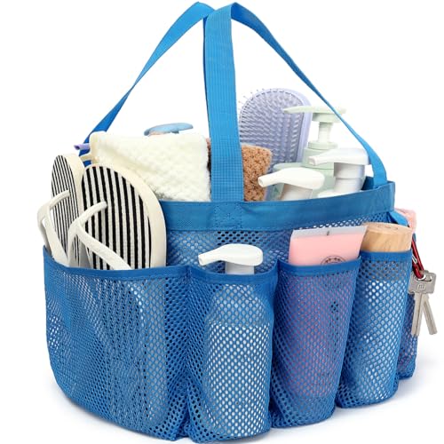 GYEUKHAM Mesh Shower Caddy Portable for College Dorm, Quick Dry Hanging Shower Bag with 8 Pockets, Bathroom Tote Organizer for Gym, Travel, Camping, Blue - color: Large-Blue-1 Pack