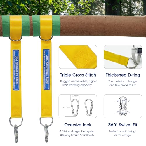 Safe Tree Swing Straps Hanging Kit with Two Alloy Carabiners 2,200lb Breaking Strength Easy and Fast Installation Swings or Hammocks (20ft) - size: 20ft