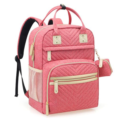 Tuwubi Diaper Bag Backpack, Baby Essentials Travel Tote Bag, Multi function Waterproof Backpacks, Travel Essentials with Stroller Straps & Pacifier Case - Pink - color: Pink, size: Medium