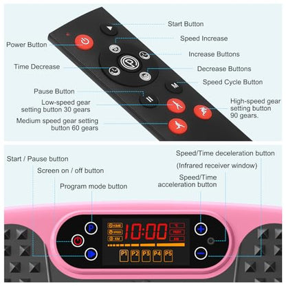 SoftGym Waver Vibration Plate Exercise Machine for Lymphatic Drainage Weight Loss,120 Speed Levels Vibrating Platform with Resistance Bands,Full-Body Workout Equipment for Muscle Activation - style: Slim- Cherry