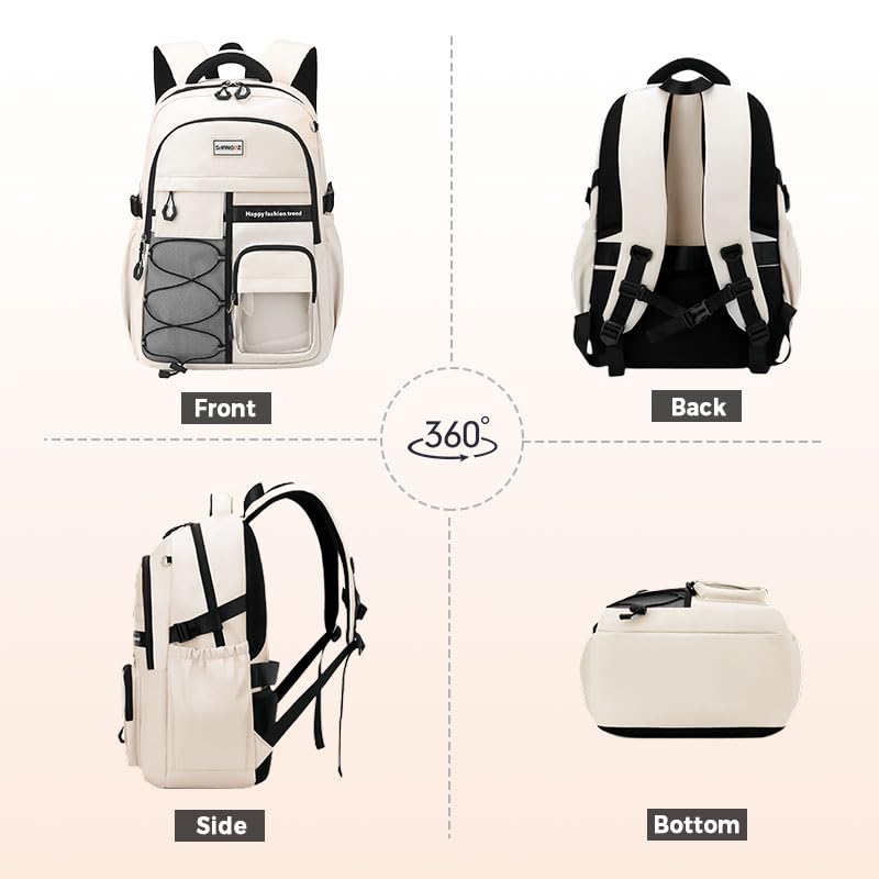Laptop Backpack Large Cool Aesthetic Waterproof Hiking Travel Backpacks Multiple Pockets Book Bag for College Women Men (Brown) - color: Brown