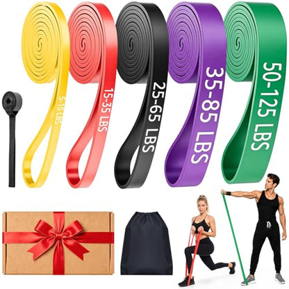 Resistance Bands, 5 Levels Pull Up Assistance Band Set with Door Anchor, Resistance Band for Working Out Fitness Training Physical Therapy, Exercise Bands for Men Women