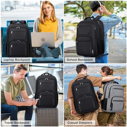 Travel Laptop Backpack, 17 Inch Extra Large Laptop Backpack with USB Charging Hole 45L Anti Theft Travel Backpack Water Resistant College Business Computer Bag Fit 17.3 Inch Laptop for Men Women Black - color: Black