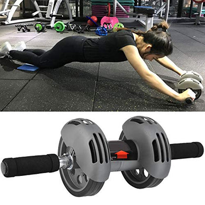 Ab Double Roller Workout System, Abdominal Exercise Roller Wheel with Dual Wheels and Knee Pad, Anti - Slip Foam Handles for Home Gym Core Training